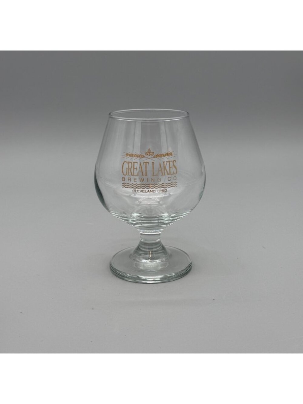 Great Lakes Brewing Co. Snifter Glass 5" Tall Cleveland Ohio Gold Logo